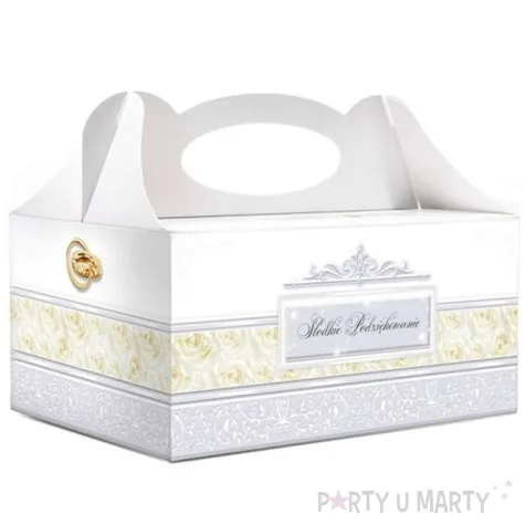 pudelko na ciasto slodkie podziekowanie rose ecru 5 szt