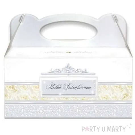 pudelko na ciasto slodkie podziekowanie rose ecru 5 szt