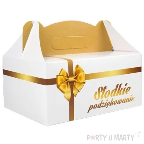 pudelko na ciasto slodkie podziekowanie zlota kokarda 1 szt