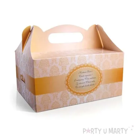 pudelko na ciasto wesele damask gold 1 szt
