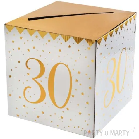 pudelko na koperty 30 urodziny santex zlote metaliczne