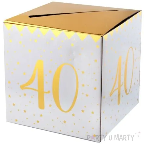 pudelko na koperty 40 urodziny santex zlote metaliczne