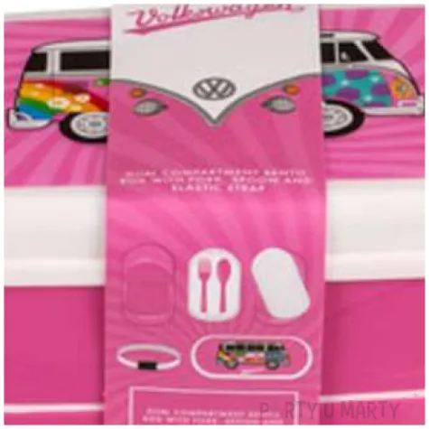 pudelko na lunch vwt1 bus summer love bialo rozowe ootb 17x8 cm