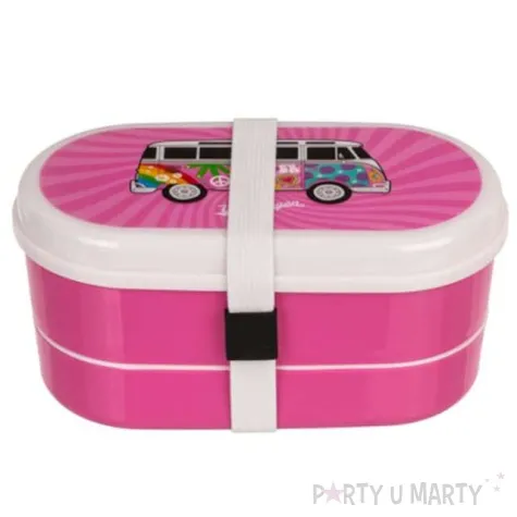 pudelko na lunch vwt1 bus summer love bialo rozowe ootb 17x8 cm