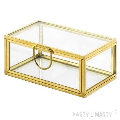 pudelko na obraczki szklane zloty partydeco 9x5 cm
