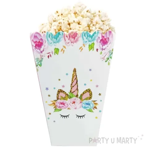 pudelko na popcorn jednorozec unicorn jix 6 szt