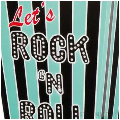 pudelko na popcorn paski lets rock n roll czarno mietowe boland 4 szt