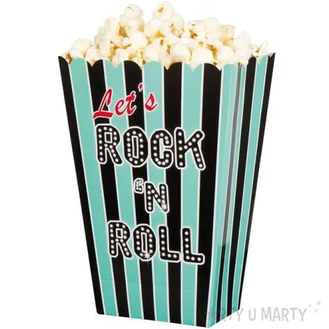 pudelko na popcorn paski lets rock n roll czarno mietowe boland 4 szt