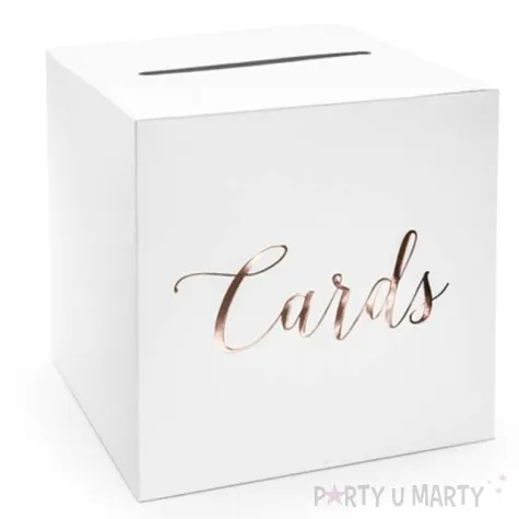 pudelko na telegramy cards partydeco rozowe zloto 24x24 cm