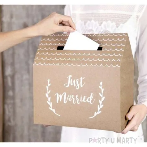 pudelko na telegramy just married partydeco kraft 30 5 x 30 cm