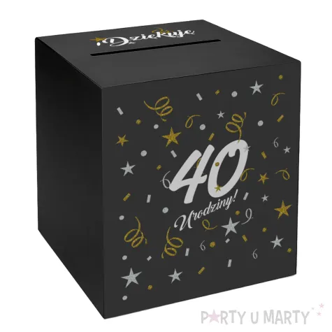 pudelko na telegramy skrzynka na koperty i pienidze 40 urodziny glamour czarne