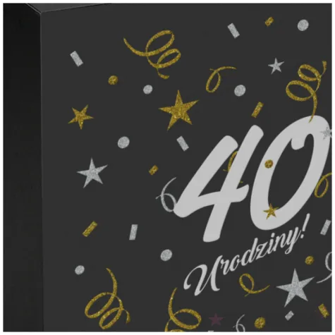 pudelko na telegramy skrzynka na koperty i pienidze 40 urodziny glamour czarne