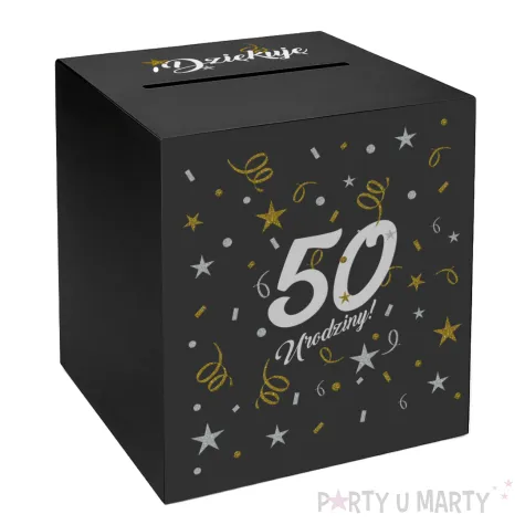 pudelko na telegramy skrzynka na koperty i pienidze 50 urodziny glamour czarne
