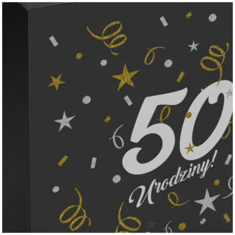 pudelko na telegramy skrzynka na koperty i pienidze 50 urodziny glamour czarne