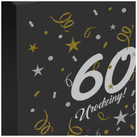 pudelko na telegramy skrzynka na koperty i pienidze 60 urodziny glamour czarne
