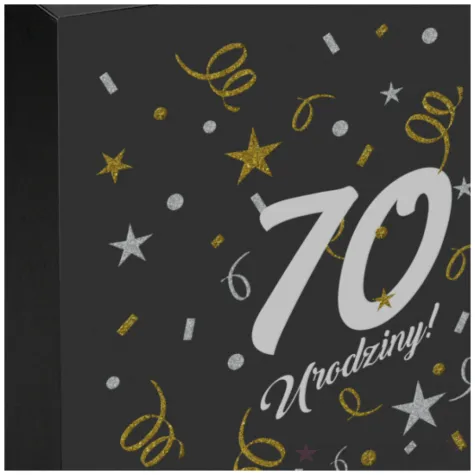 pudelko na telegramy skrzynka na koperty i pienidze 70 urodziny glamour czarne