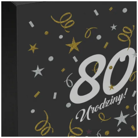 pudelko na telegramy skrzynka na koperty i pienidze 80 urodziny glamour czarne