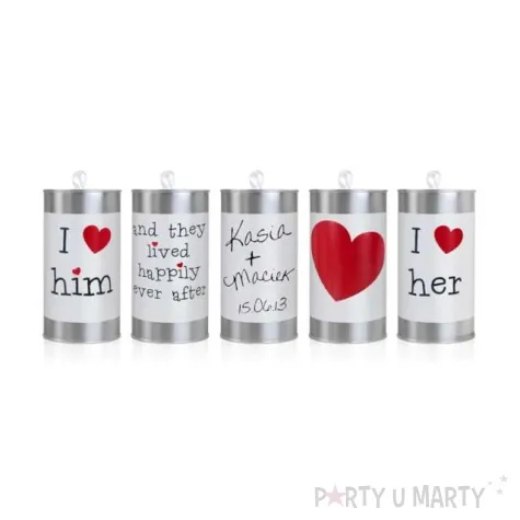 puszki dekoracyjne wesele biale partydeco 5szt