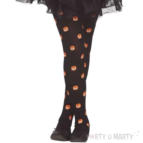 rajstopy dla dzieci dynie halloween czarno pomaranczowe guirca 122 152 cm