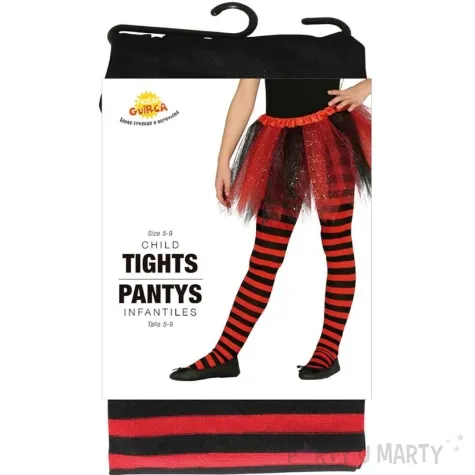 rajstopy dla dzieci halloween paski czerwono czarny guirca 122 152 cm