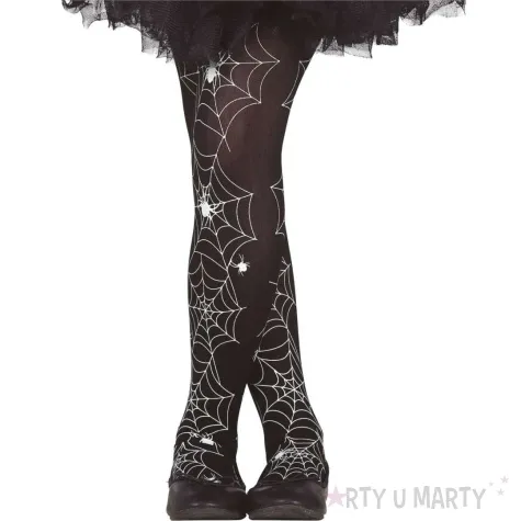 rajstopy dla dzieci pajecza siec halloween czarno bialy guirca 98 116 cm