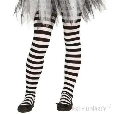 rajstopy dzieciece paski bialo czarne guirca 5 9 lat