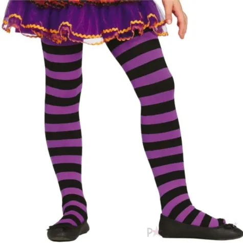 rajstopy dzieciece paski fioletowo czarne guirca 5 9 lat