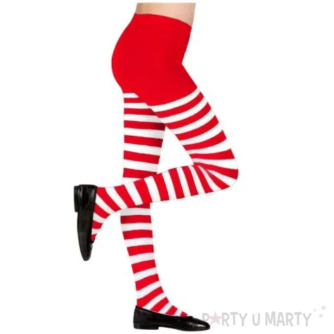 rajstopy paski bialo czerwone widmann rozm 122 140