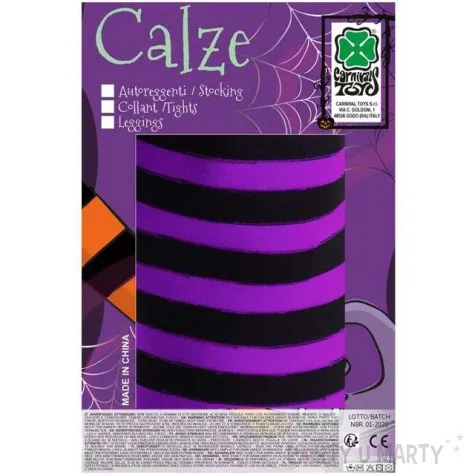 rajstopy paski halloween fioletowe carnival toys