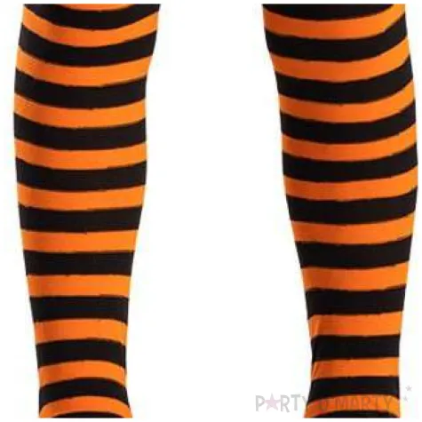 rajstopy paski halloween pomaranczowe carnival toys