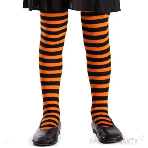 rajstopy paski halloween pomaranczowe carnival toys