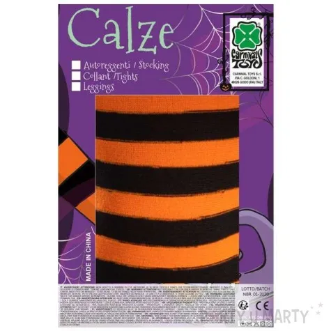 rajstopy paski halloween pomaranczowe carnival toys