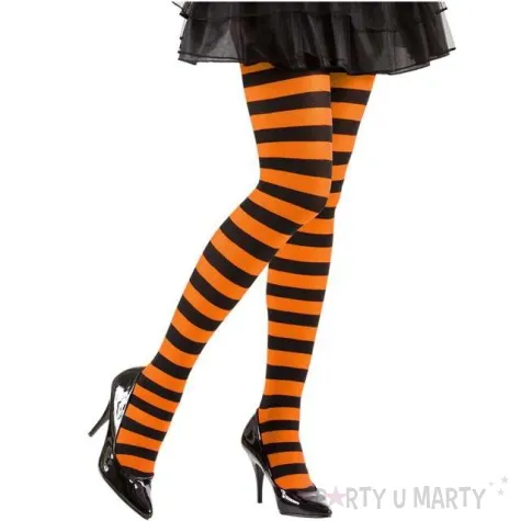 rajstopy paski halloween pomaranczowe widmann rozm uniw