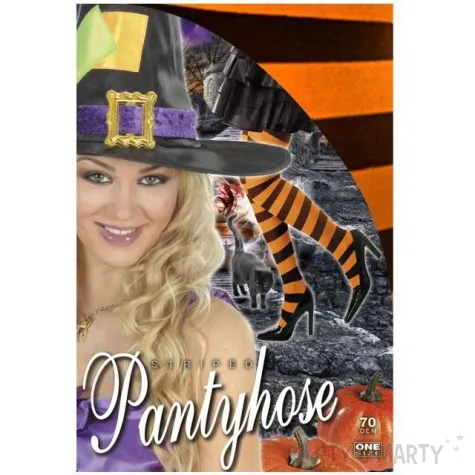 rajstopy paski halloween pomaranczowe widmann rozm xl