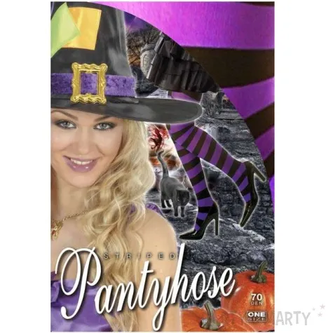 rajstopy paski haloween fioletowe widmann rozm xl