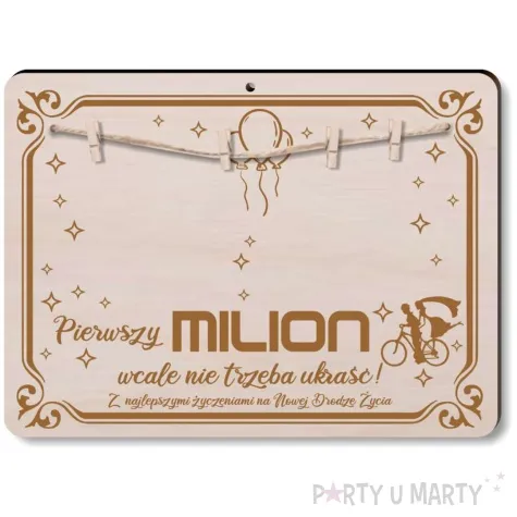 ramka widzisz pierwszy milion na nowa droge zycia drewno 210x155 mm
