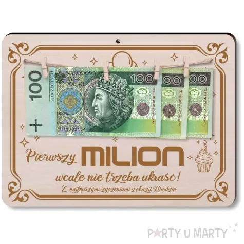 ramka widzisz pierwszy milion na urodziny drewno 210x155 mm