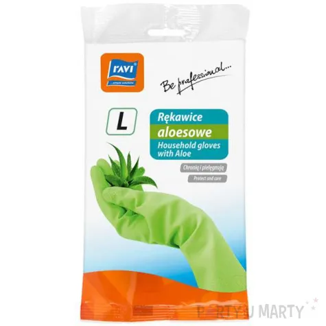 rekawice gospodarcze aloesowe rozmiar l zielone ravi
