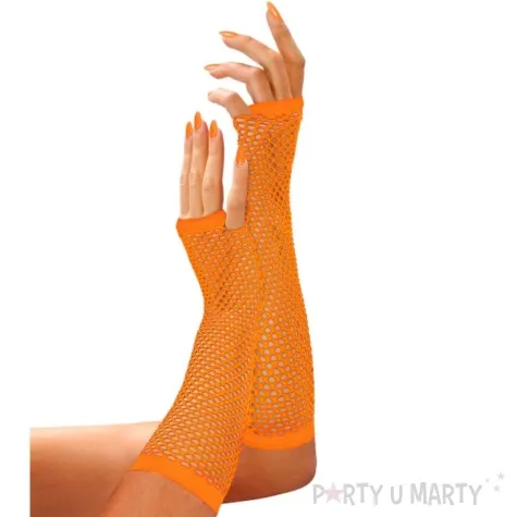 rekawiczki kabaretki neonowe dlugie lata 80 pomaranczowy widmann 33 cm