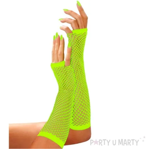 rekawiczki kabaretki neonowe dlugie lata 80 zielony widmann 33 cm