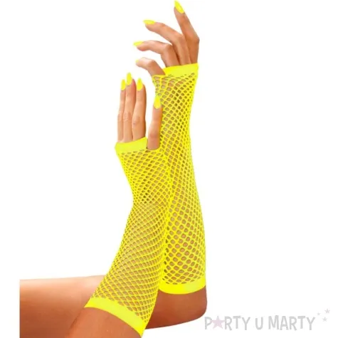 rekawiczki kabaretki neonowe dlugie lata 80 zolty widmann 33 cm