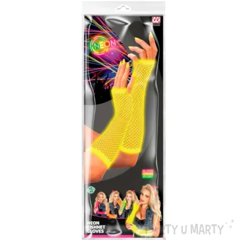 rekawiczki kabaretki neonowe dlugie lata 80 zolty widmann 33 cm