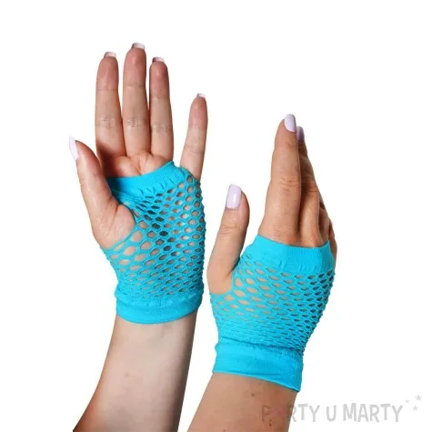 rekawiczki kabaretki neonowe lata 80 niebieski arpex rozm uniw