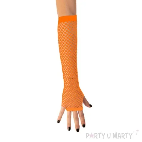 rekawiczki kabaretki neonowe lata 80 pomaranczowy fyasa 24 cm