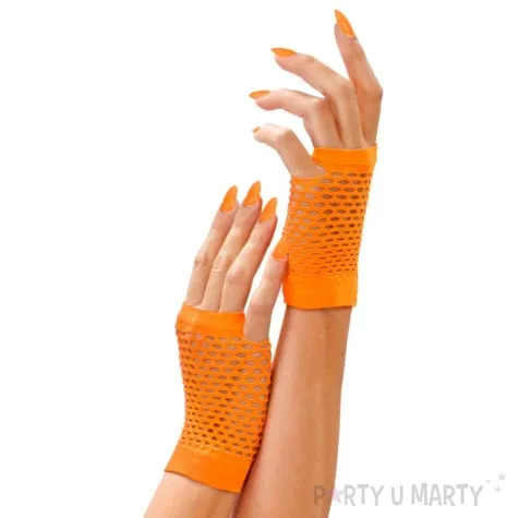 rekawiczki kabaretki neonowe lata 80 pomaranczowy widmann