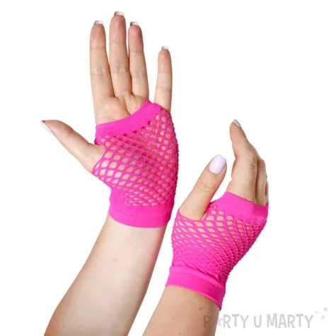 rekawiczki kabaretki neonowe lata 80 rozowy arpex rozm uniw