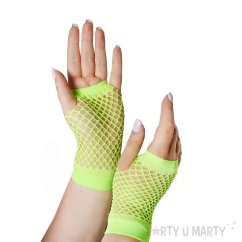 rekawiczki kabaretki neonowe lata 80 zielony arpex rozm uniw