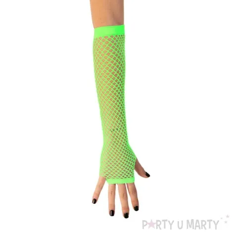 rekawiczki kabaretki neonowe lata 80 zielony fyasa 24 cm