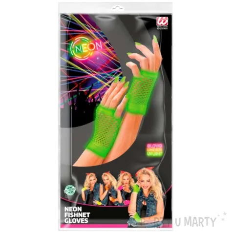 rekawiczki kabaretki neonowe lata 80 zielony widmann