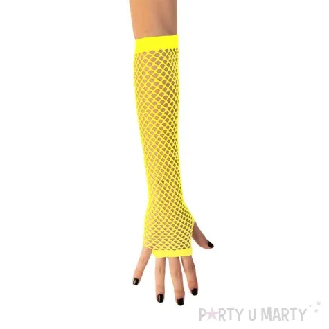 rekawiczki kabaretki neonowe lata 80 zolty fyasa 24 cm